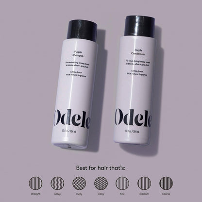 Odele Sulfate-Free Purple Shampoo & Conditioner Set for Blonde, Silver & Gray Hair - 13 Fl Oz Each (2-Pack) - Neutralizes Brassy Tones Avelisse