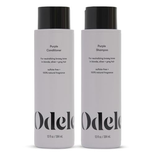 Odele Sulfate-Free Purple Shampoo & Conditioner Set for Blonde, Silver & Gray Hair - 13 Fl Oz Each (2-Pack) - Neutralizes Brassy Tones Avelisse