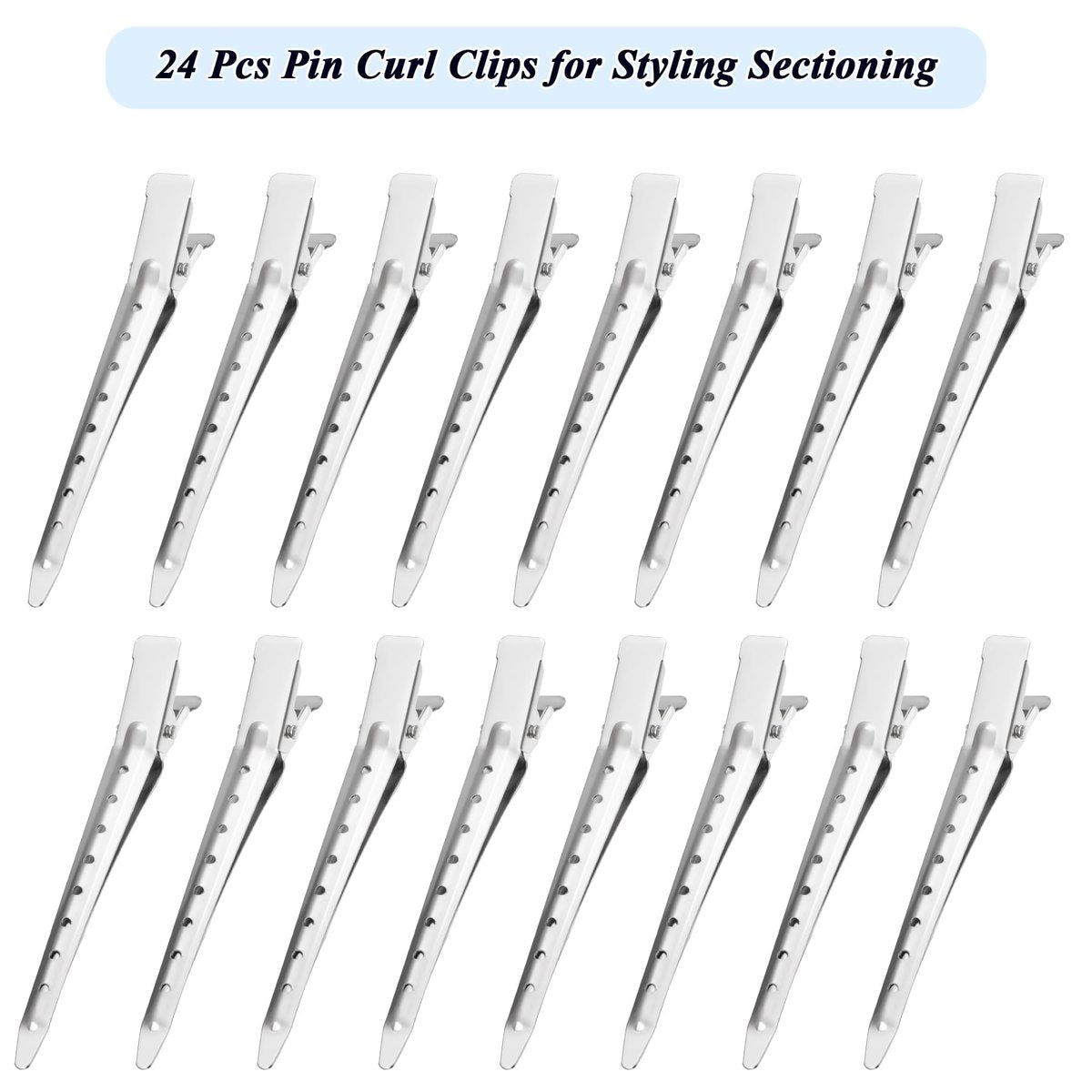 Gingbiss 24 Pcs Duck Billed Hair Clips for Styling Sectioning, 3.5 inch Metal Alligator Hair Clips for Women, Pin Curl Clips for Hair Roller, Salon, Bows DIY, Silver - görsel 3
