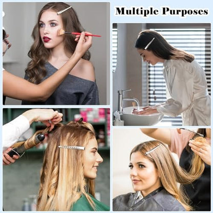 Gingbiss 24 Pcs Duck Billed Hair Clips for Styling Sectioning, 3.5 inch Metal Alligator Hair Clips for Women, Pin Curl Clips for Hair Roller, Salon, Bows DIY, Silver