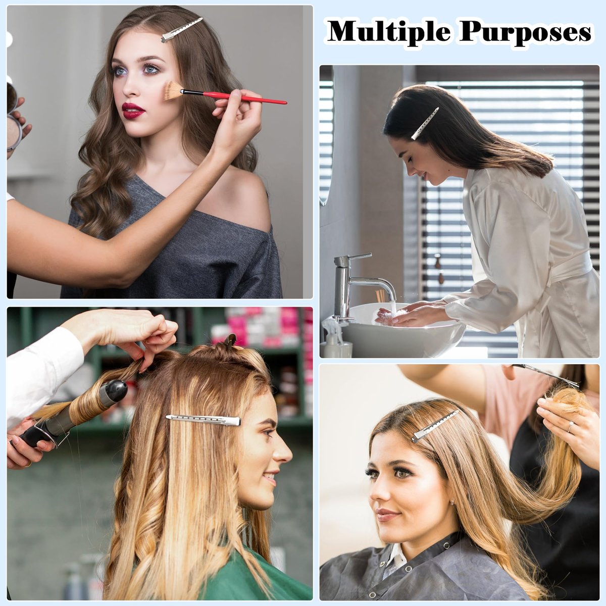 Gingbiss 24 Pcs Duck Billed Hair Clips for Styling Sectioning, 3.5 inch Metal Alligator Hair Clips for Women, Pin Curl Clips for Hair Roller, Salon, Bows DIY, Silver - görsel 11