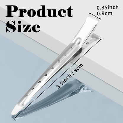 Gingbiss 24 Pcs Duck Billed Hair Clips for Styling Sectioning, 3.5 inch Metal Alligator Hair Clips for Women, Pin Curl Clips for Hair Roller, Salon, Bows DIY, Silver
