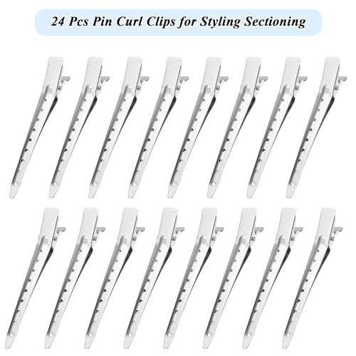 Gingbiss 24 Pcs Duck Billed Hair Clips for Styling Sectioning, 3.5 inch Metal Alligator Hair Clips for Women, Pin Curl Clips for Hair Roller, Salon, Bows DIY, Silver - görsel 4