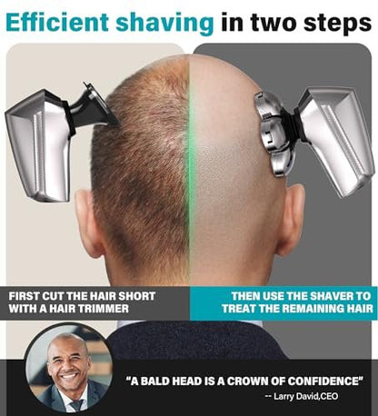 Gisaae Head Shaver for Bald Men - Upgraded 7D Electric Razor, Cordless Rechargeable, IPX7 Waterproof, Wet & Dry Bald Head Shaver with LED Display and Beard Grooming Kit Avelisse