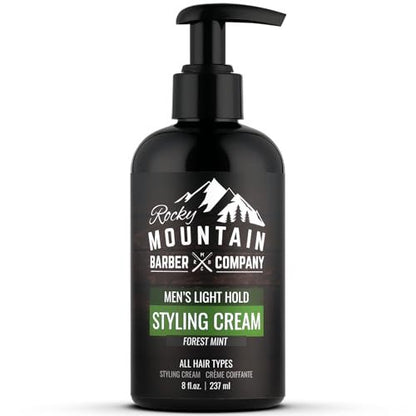 Men's Hair Styling Cream – Quick Styling with Light Reworkable Hold & Low Shine – No Artificial Fragrance – 8 oz