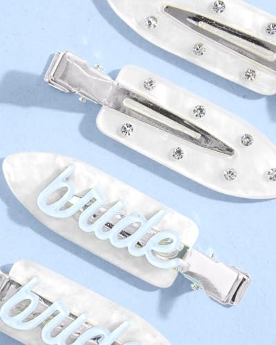 xo, Fetti Bride Beauty Clips - 4 pc | Bachelorette Party, Bridal Hair Clip, Wedding Accessory - görsel 5