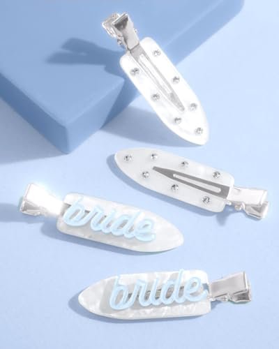 xo, Fetti Bride Beauty Clips - 4 pc | Bachelorette Party, Bridal Hair Clip, Wedding Accessory - görsel 11