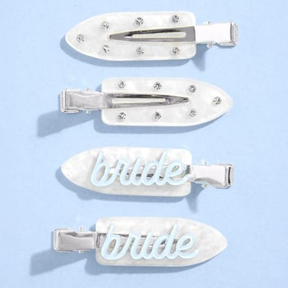 xo, Fetti Bride Beauty Clips - 4 pc | Bachelorette Party, Bridal Hair Clip, Wedding Accessory