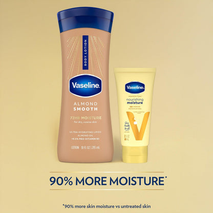 Vaseline Almond Smooth Body Lotion with Pro-Vitamin B5 – 72-Hour Moisture for Extremely Dry Skin – 10 Fl Oz