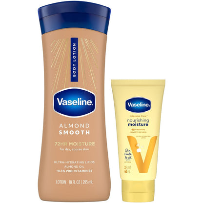 Vaseline Almond Smooth Body Lotion with Pro-Vitamin B5 – 72-Hour Moisture for Extremely Dry Skin – 10 Fl Oz