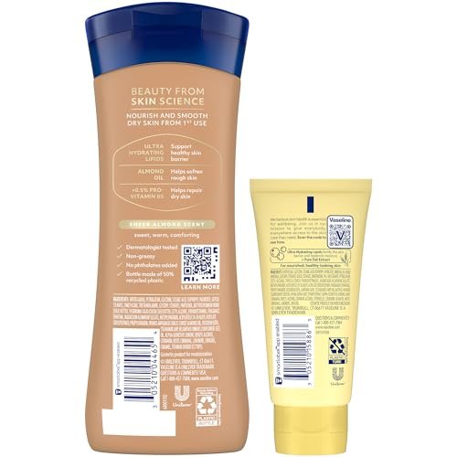 Vaseline Almond Smooth Body Lotion with Pro-Vitamin B5 – 72-Hour Moisture for Extremely Dry Skin – 10 Fl Oz - görsel 4