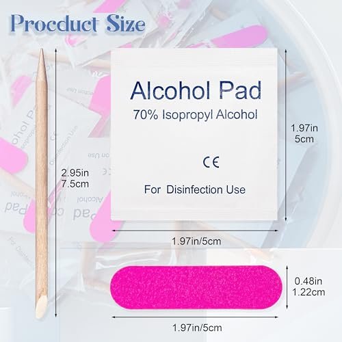 Qsnidy 30 Pack Disposable Manicure Kit – Individually Wrapped 3-Piece Press-On Nail Prep Set with Mini File, Cuticle Stick & Prep Pad for Salon, Home, Travel - görsel 6
