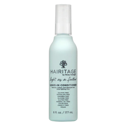 Hairitage Detangling Leave-in Conditioner Spray - Lightweight Leave In Hair Treatment for Dry Damaged + Curly, Fine, Wavy, Frizzy Hair - Sulfate Free - Cherry + Amber Scent, 6 Fl oz