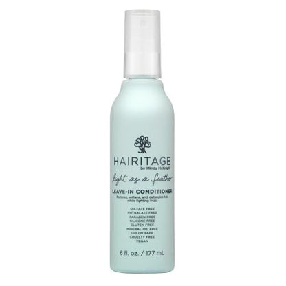 Hairitage Detangling Leave-in Conditioner Spray - Lightweight Leave In Hair Treatment for Dry Damaged + Curly, Fine, Wavy, Frizzy Hair - Sulfate Free - Cherry + Amber Scent, 6 Fl oz