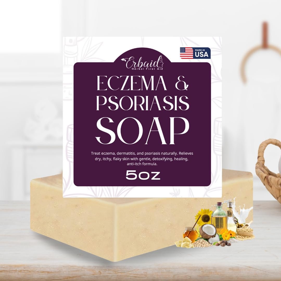 Eczema Soap Bar for Face and Body – All Natural Dermatitis, Psoriasis Treatment for Dry Itchy Sensitive Skin Relief – Gentle Detoxifying, Healing, Anti-Itch, Oatmeal Goat Milk Wash for Kids & Adults - görsel 15