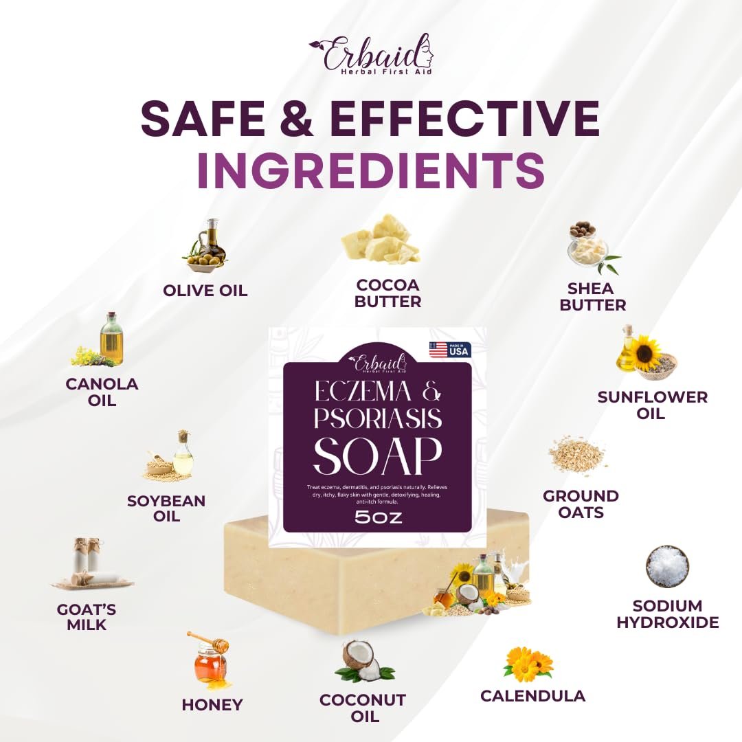 Eczema Soap Bar for Face and Body – All Natural Dermatitis, Psoriasis Treatment for Dry Itchy Sensitive Skin Relief – Gentle Detoxifying, Healing, Anti-Itch, Oatmeal Goat Milk Wash for Kids & Adults - görsel 9