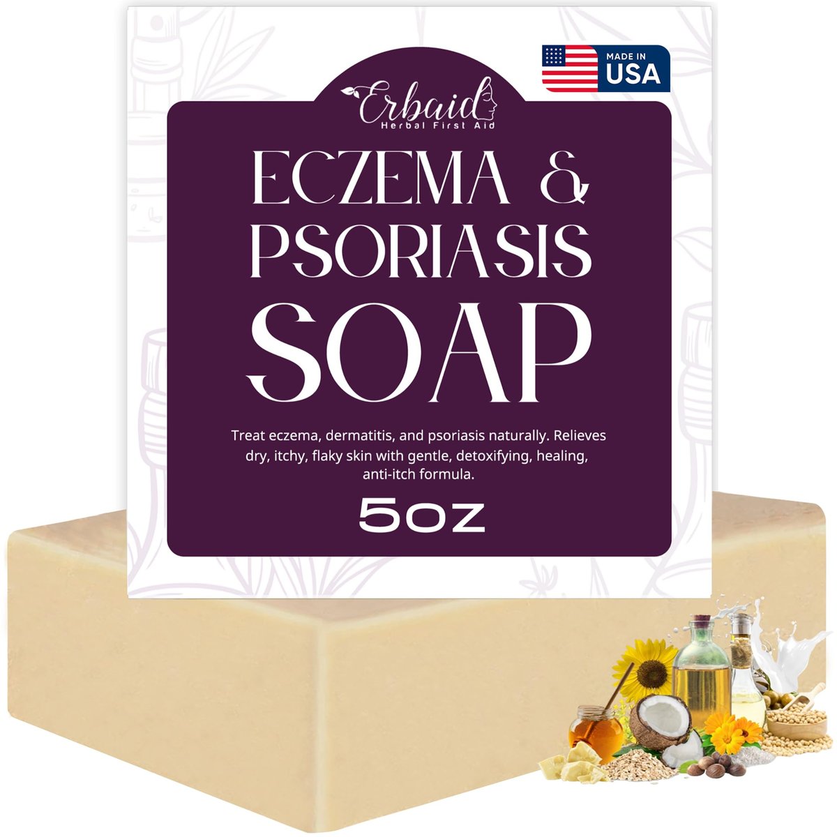 Eczema Soap Bar for Face and Body – All Natural Dermatitis, Psoriasis Treatment for Dry Itchy Sensitive Skin Relief – Gentle Detoxifying, Healing, Anti-Itch, Oatmeal Goat Milk Wash for Kids & Adults - görsel 1