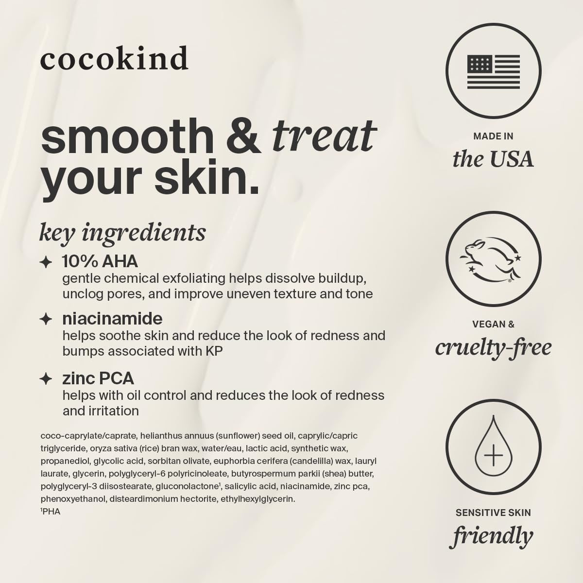 Cocokind KP Smoothing Stick – Mess-Free Keratosis Pilaris Bump Body Scrub for All Skin Types, Fragrance Free, Cruelty Free, Vegan, 1.7 oz Avelisse