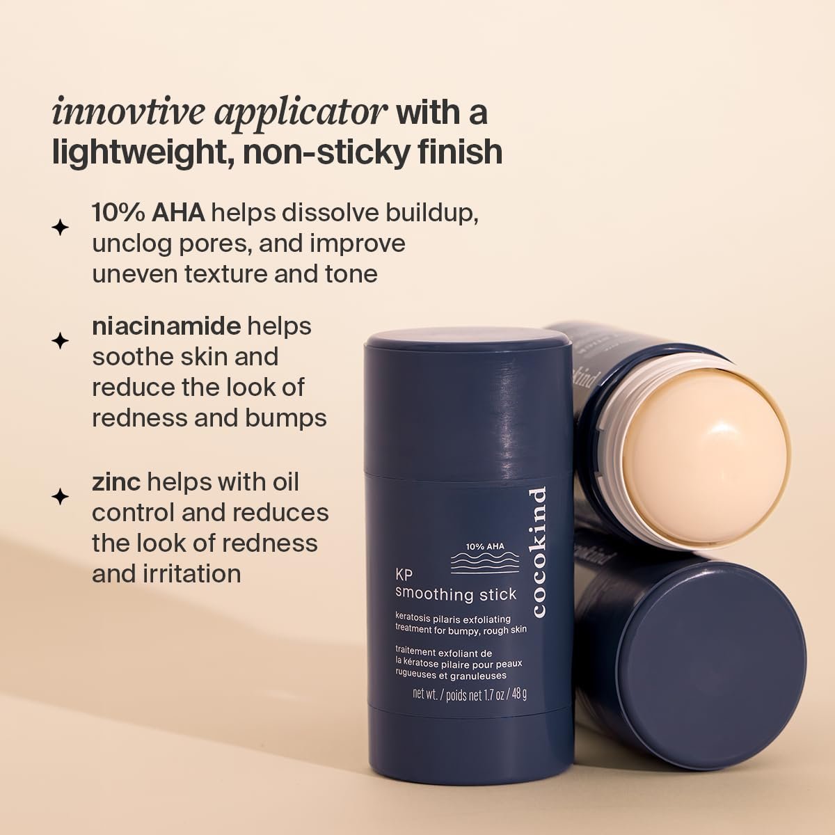 Cocokind KP Smoothing Stick – Mess-Free Keratosis Pilaris Bump Body Scrub for All Skin Types, Fragrance Free, Cruelty Free, Vegan, 1.7 oz Avelisse