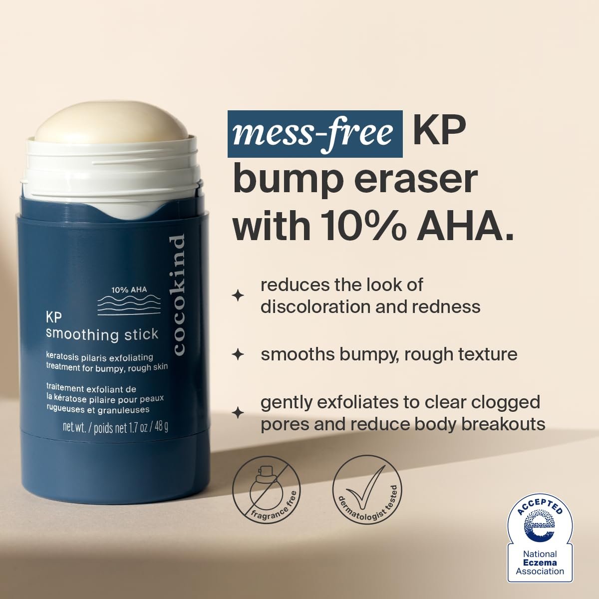 Cocokind KP Smoothing Stick – Mess-Free Keratosis Pilaris Bump Body Scrub for All Skin Types, Fragrance Free, Cruelty Free, Vegan, 1.7 oz Avelisse