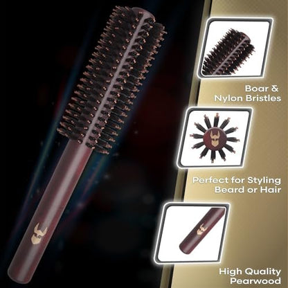 The Beard Struggle Viking Roller Brush – Heat-Resistant Round Brush for Men’s Hair and Beard Styling, Reduce Frizz & Tangles