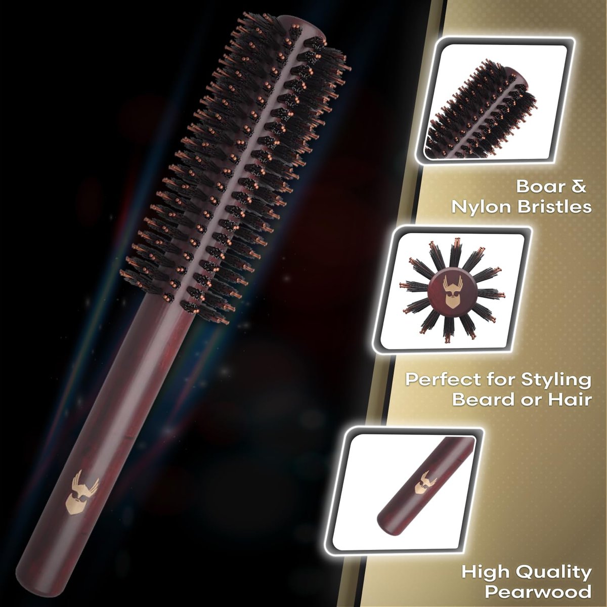 The Beard Struggle Viking Roller Brush – Heat-Resistant Round Brush for Men’s Hair and Beard Styling, Reduce Frizz & Tangles - görsel 3
