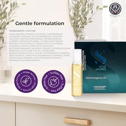 Alfaparf SOS Reconstruction Repair Emergency Oil – 6 Vials with Conditioning Treatment Cap by Beauty Nation Avelisse