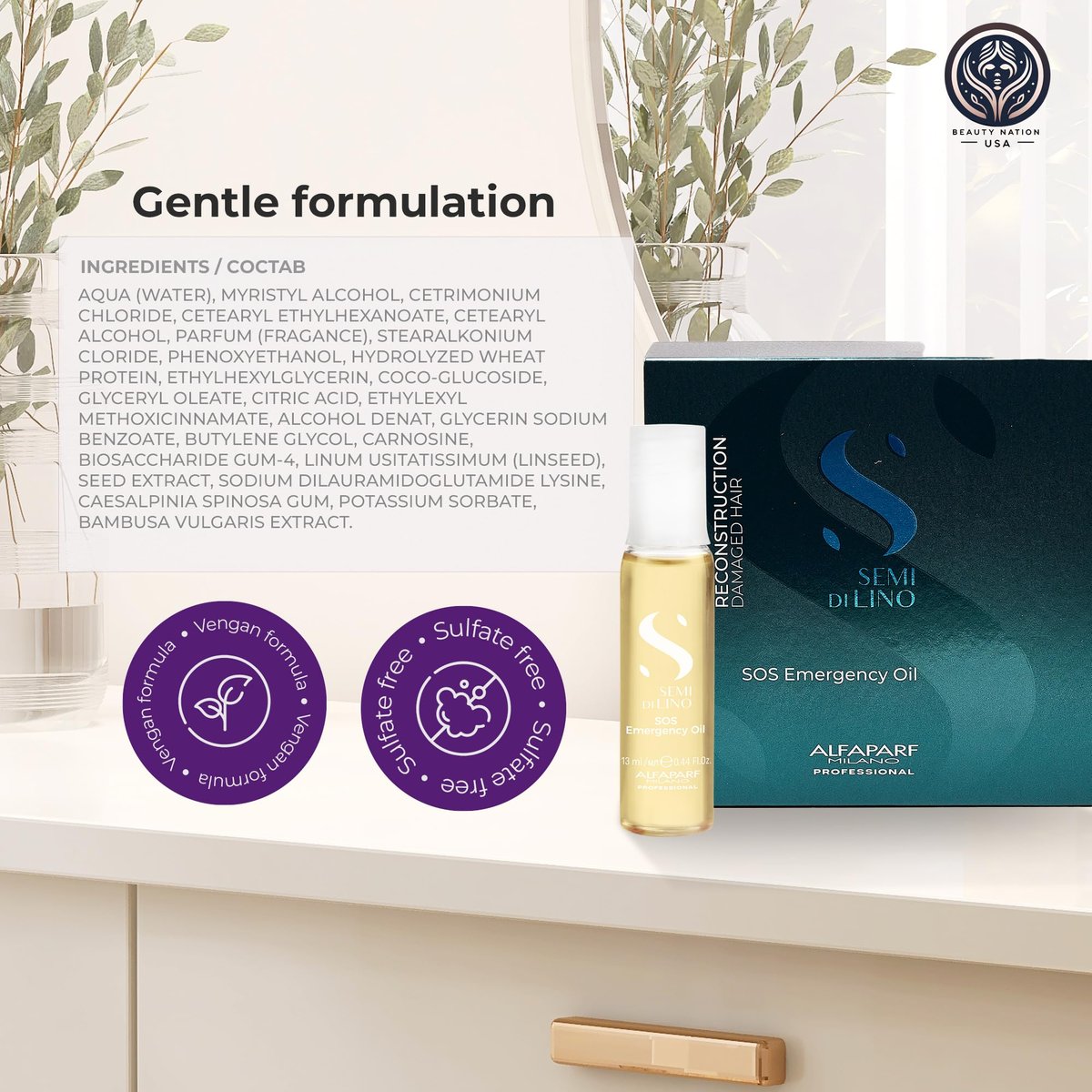 Alfaparf SOS Reconstruction Repair Emergency Oil – 6 Vials with Conditioning Treatment Cap by Beauty Nation Avelisse