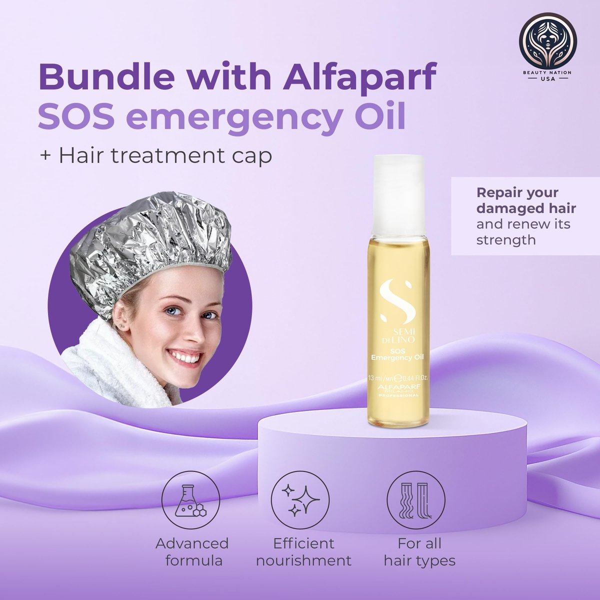 Alfaparf SOS Reconstruction Repair Emergency Oil – 6 Vials with Conditioning Treatment Cap by Beauty Nation Avelisse