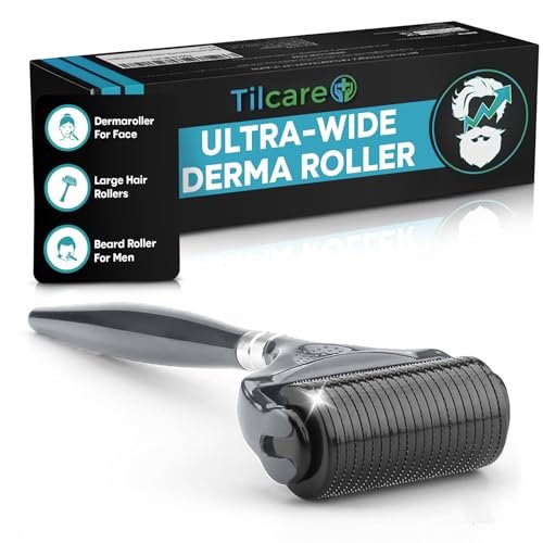 Tilcare Beard and Hair Ultra Wide Derma Roller (1 Pack) - Sterile 1200 Grade A Titanium Microneedles, 0.25mm for Hair Growth and Skincare - görsel 2