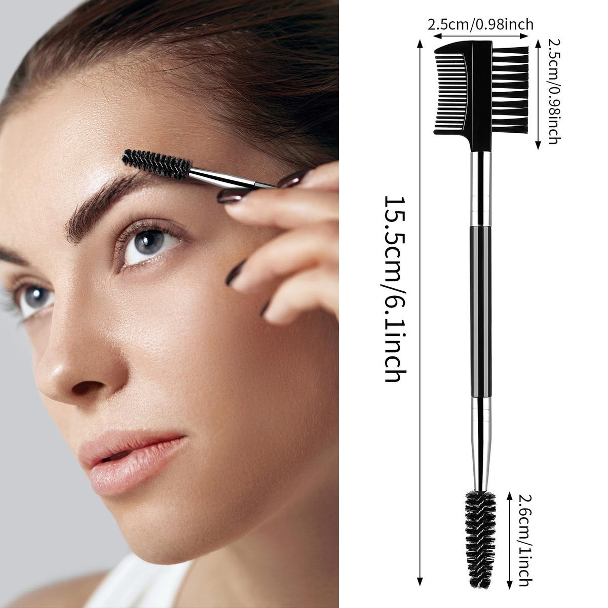 3-Piece Eyelash Shaper & Eyebrow Brush Set – Double-Head Spoolie Comb for Separating Lashes, Eliminating Clumps & Grooming Brows - görsel 3