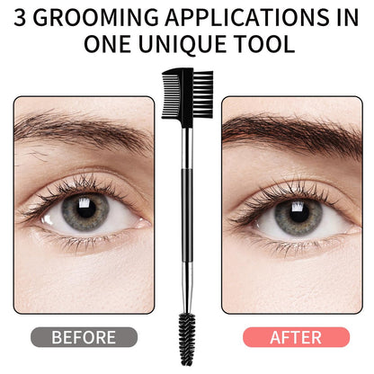3-Piece Eyelash Shaper & Eyebrow Brush Set – Double-Head Spoolie Comb for Separating Lashes, Eliminating Clumps & Grooming Brows
