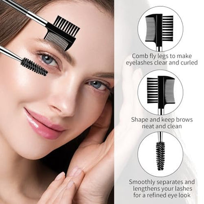 3-Piece Eyelash Shaper & Eyebrow Brush Set – Double-Head Spoolie Comb for Separating Lashes, Eliminating Clumps & Grooming Brows