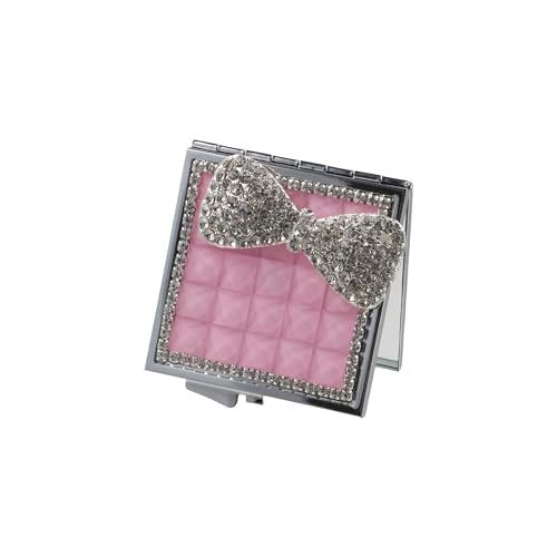 Zaoalife Portable Square Mini Pocket Makeup Mirror - Folding Rhinestone Compact Travel Mirror for Men & Women (Pink) - görsel 6