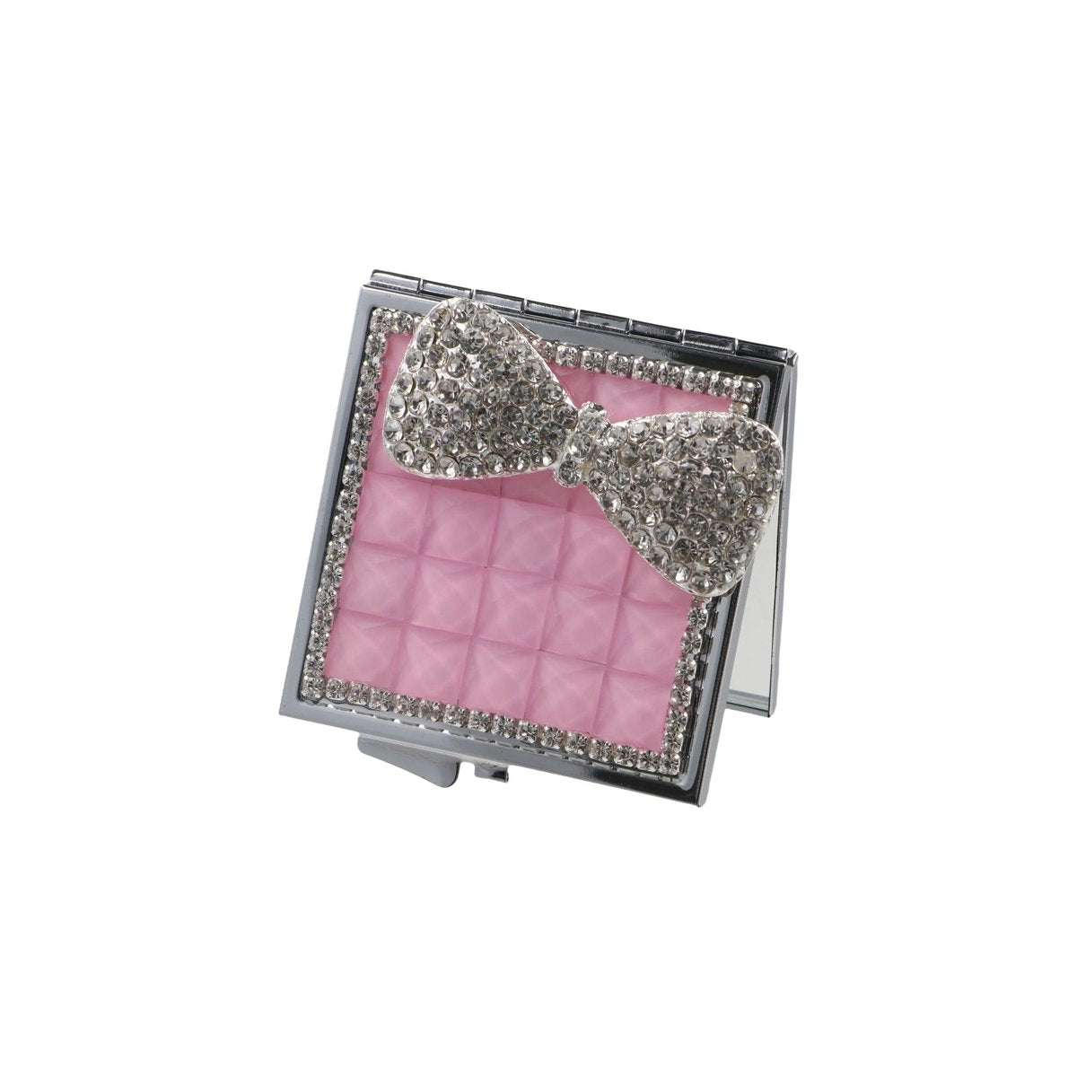 Zaoalife Portable Square Mini Pocket Makeup Mirror - Folding Rhinestone Compact Travel Mirror for Men & Women (Pink) - görsel 5