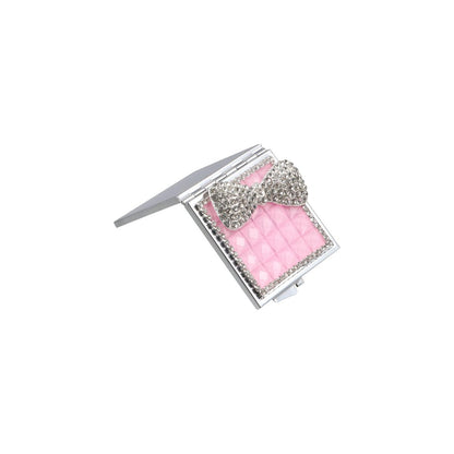 Zaoalife Portable Square Mini Pocket Makeup Mirror - Folding Rhinestone Compact Travel Mirror for Men & Women (Pink)
