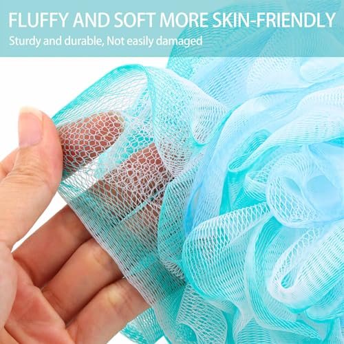 BTYMS Large Loofahs Shower Sponge 75g/Pc - Exfoliating Body Scrubber, Mesh Pouf Bath Sponges (Pack of 6) - görsel 5
