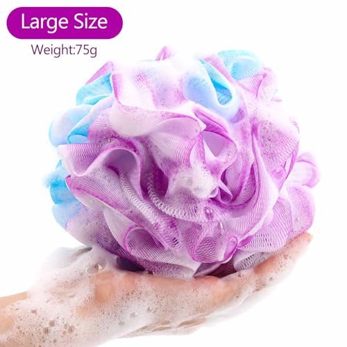 BTYMS Large Loofahs Shower Sponge 75g/Pc - Exfoliating Body Scrubber, Mesh Pouf Bath Sponges (Pack of 6) - görsel 3