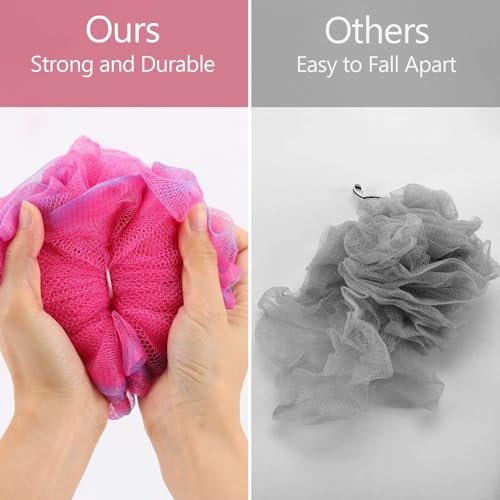BTYMS Large Loofahs Shower Sponge 75g/Pc - Exfoliating Body Scrubber, Mesh Pouf Bath Sponges (Pack of 6) - görsel 7