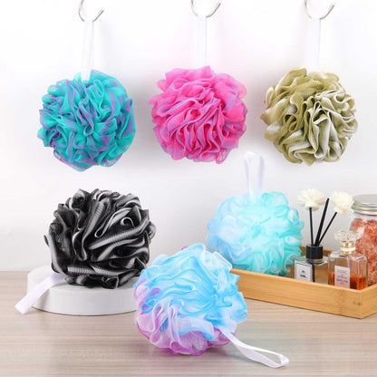 BTYMS XXL Large Loofah Bath Sponge 100g/pc, 6Pcs Exfoliating Mesh Pouf Bath Scrunchies Shower Puffs for Men and Women