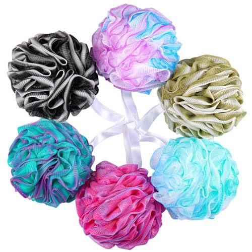BTYMS Large Loofahs Shower Sponge 75g/Pc - Exfoliating Body Scrubber, Mesh Pouf Bath Sponges (Pack of 6) - görsel 1