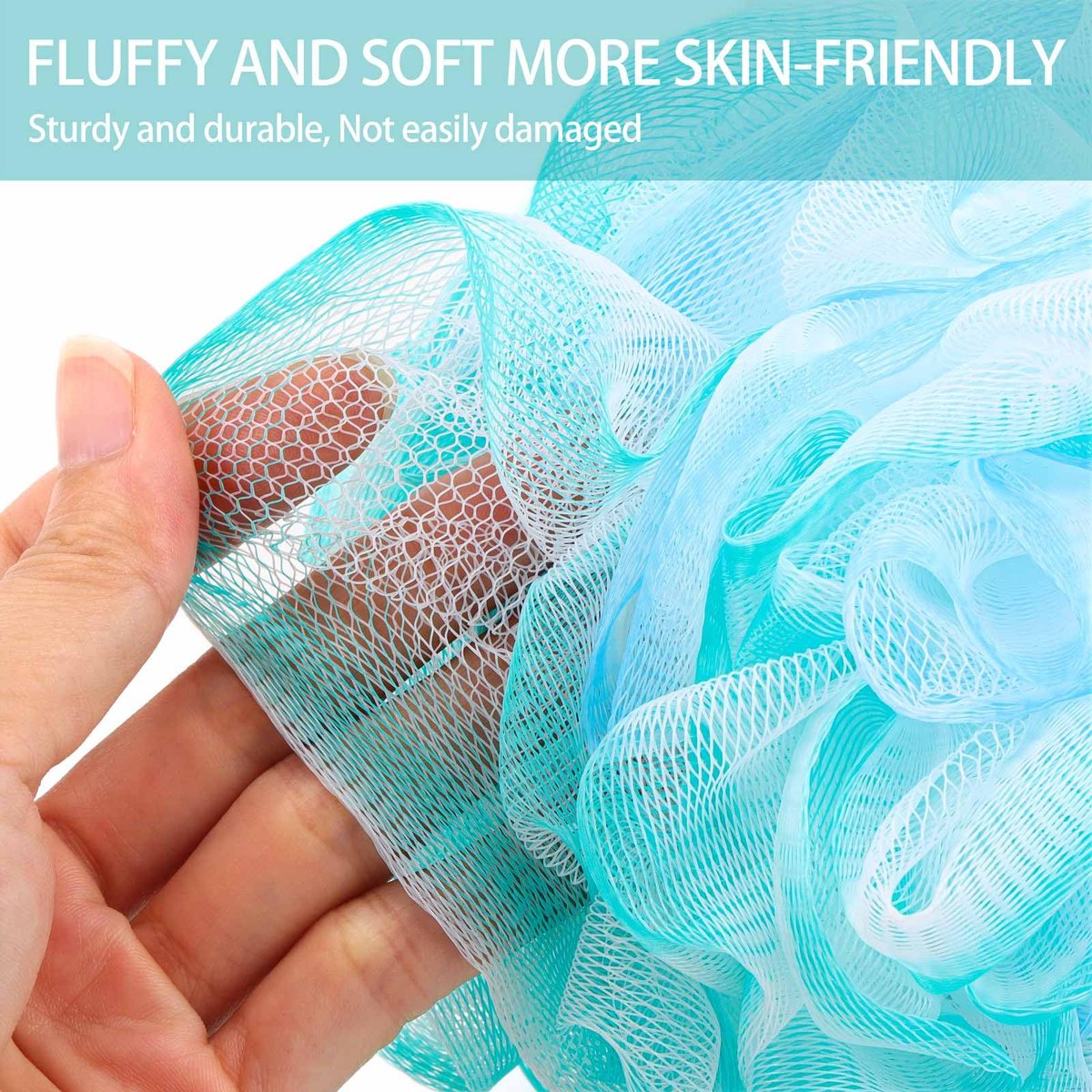 BTYMS Large Loofahs Shower Sponge 75g/Pc - Exfoliating Body Scrubber, Mesh Pouf Bath Sponges (Pack of 6) - görsel 6