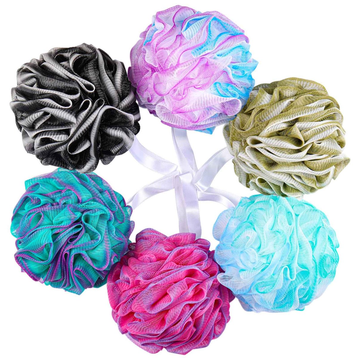 BTYMS Large Loofahs Shower Sponge 75g/Pc - Exfoliating Body Scrubber, Mesh Pouf Bath Sponges (Pack of 6) - görsel 2