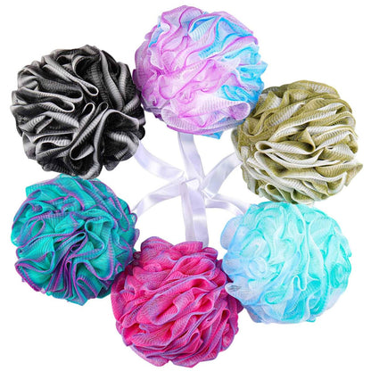 BTYMS Large Loofahs Shower Sponge 75g/Pc - Exfoliating Body Scrubber, Mesh Pouf Bath Sponges (Pack of 6)