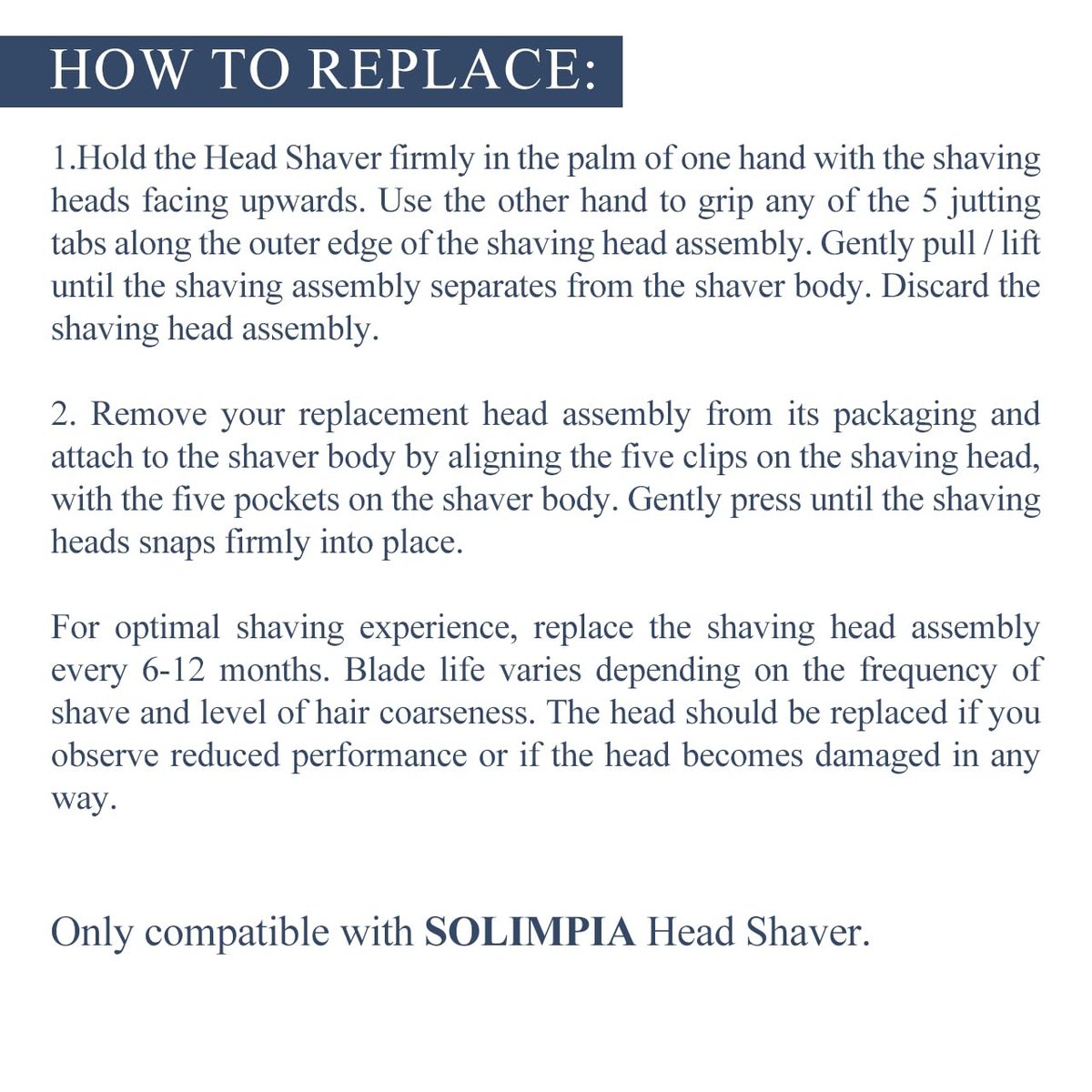 SOLIMPIA Magnetic Shaving Head Replacement – Premium Fit for Electric Shaver Avelisse