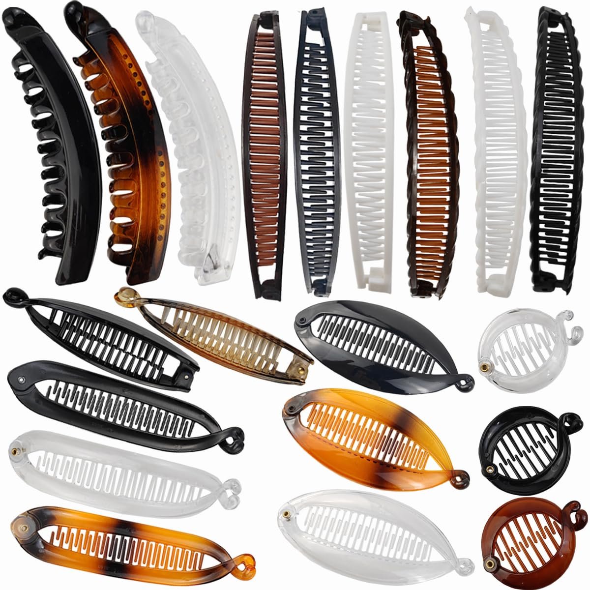 ROYHOO 20PCS Banana Hair Clips - Classic Hair Comb Banana Clips Ponytail Hair Holder for Women Girls, 7 Styles, Resin, Multicolor - görsel 1