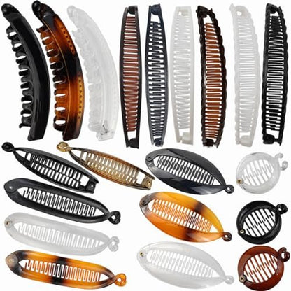 ROYHOO 20PCS Banana Hair Clips - Classic Hair Comb Banana Clips Ponytail Hair Holder for Women Girls, 7 Styles, Resin, Multicolor