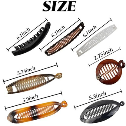 ROYHOO 20PCS Banana Hair Clips - Classic Hair Comb Banana Clips Ponytail Hair Holder for Women Girls, 7 Styles, Resin, Multicolor