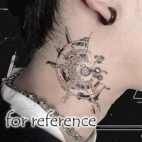 10 Sheets Cyberpunk Machinery Temporary Tattoo Stickers - Black Halloween Fake Tattoos for Arm - görsel 8