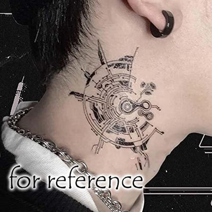10 Sheets Cyberpunk Machinery Temporary Tattoo Stickers - Black Halloween Fake Tattoos for Arm
